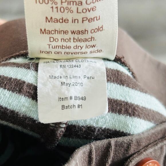 Matilda Jane Field Trip Brown Stripe Straightees 9-12 months EUC (2010) PIMA - Picture 3 of 4